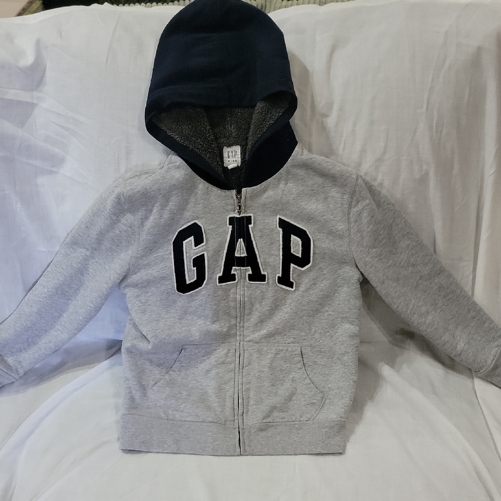 GAP Gray and Blue Zip-Up Hoodie Sweatshirt